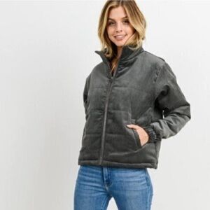 Paper Crane Charcoal Puffer Jacket